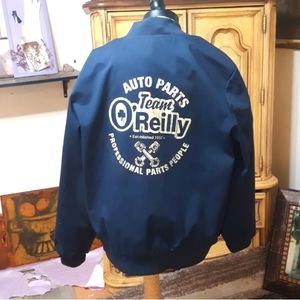O'Reilly Team jacket automotive long sleeve DICKIES sz Large zip up Weather blue
